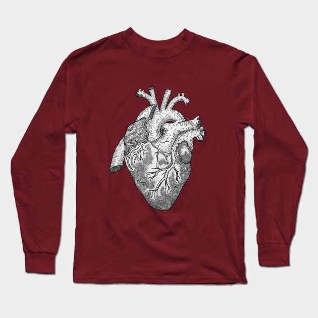 Anatomical Heart Ink Illustration Long Sleeve T-Shirt by bblane